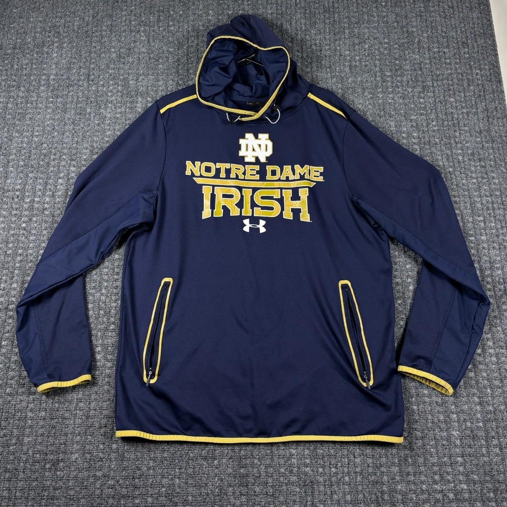 Under Armour Notre Dame Fighting Irish ColdGear Hoodie Navy Blue Large Mens